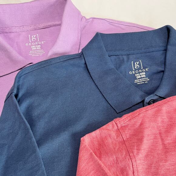 Lot of 4 George Men’s Polo Shirts 2XL 100% Cotton Assorted Colors - Picture 7 of 9